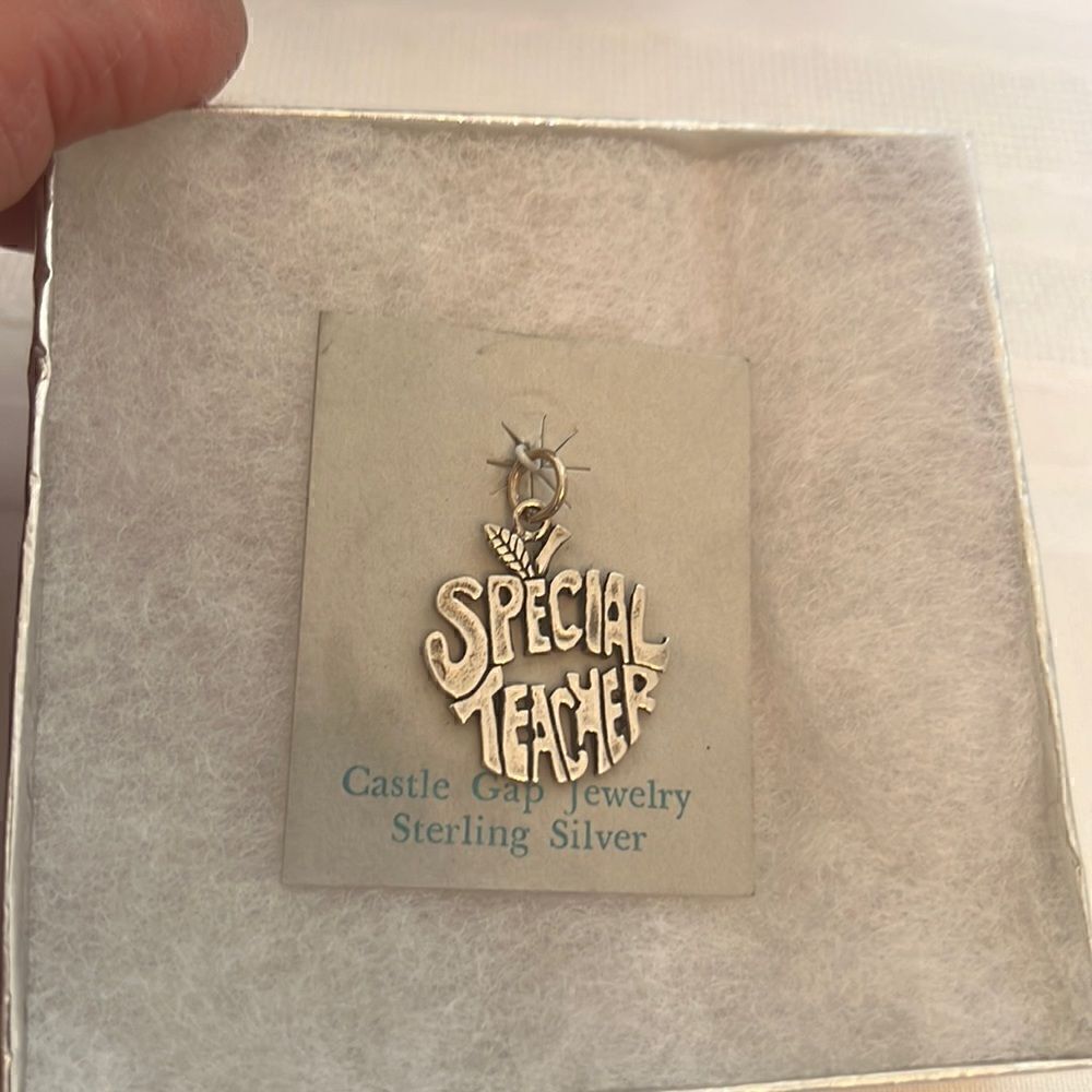 "Special Teacher" Sterling Silver Charm by Castle Gap Jewelry